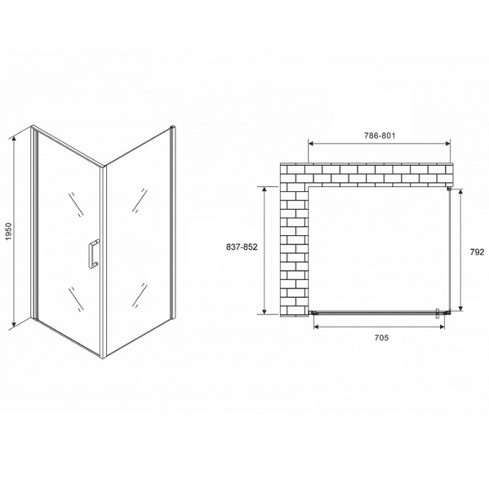 Душевой уголок Abber Sonnenstrand 80х85 черный стекло прозрачное AG04080B-S85B - 1