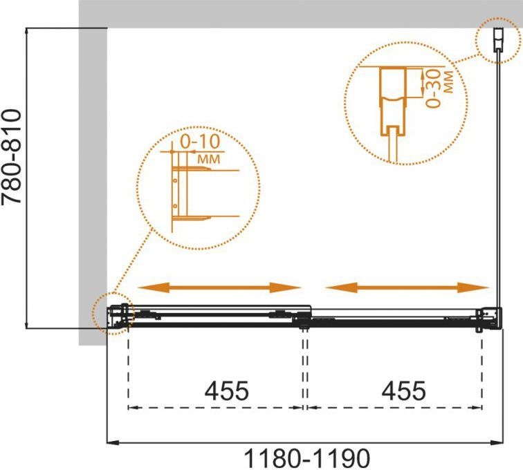 Душевой уголок Cezares Tandem Soft AH-2-120/80-C-Cr-IV стекло прозрачное TANDEM-SOFT-AH-2-120/80-C-Cr-IV - 4