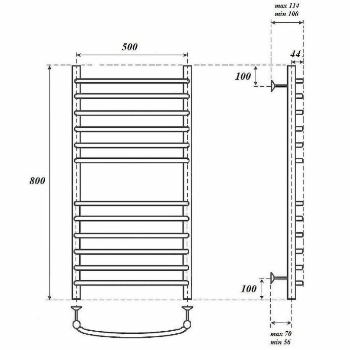 Полотенцесушитель водяной Point Альфа 50х80 хром PN05158S - 1