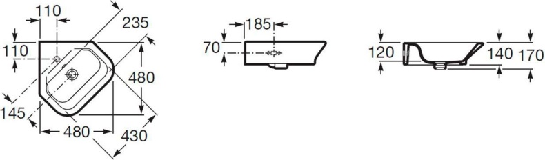 Рукомойник Roca Gap 32747R000 угловой 48 см - 3