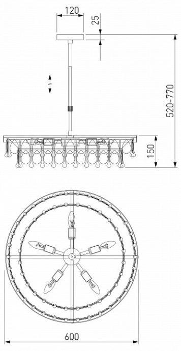 Люстра на штанге Eurosvet Sophie 60165/6 латунь - 3