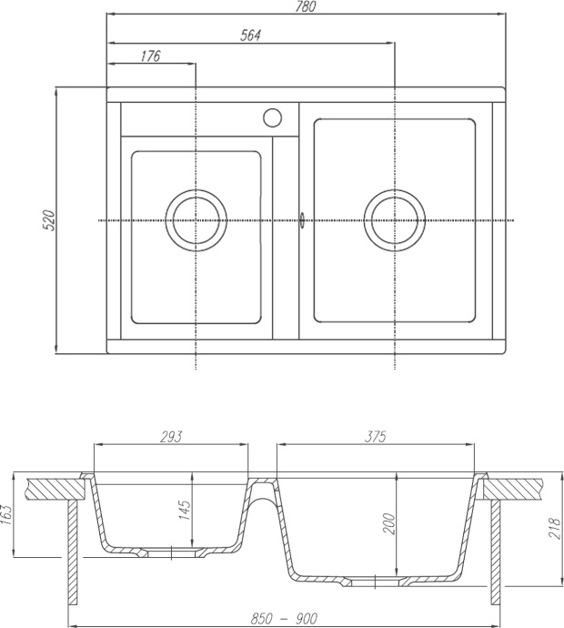 Мойка кухонная AQUATON Делия 78 DBL песочная 1A723132DE220 - 2