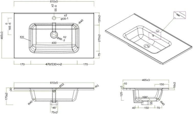 Раковина мебельная BelBagno 80 черный матовый BB800ETL-MB - 1