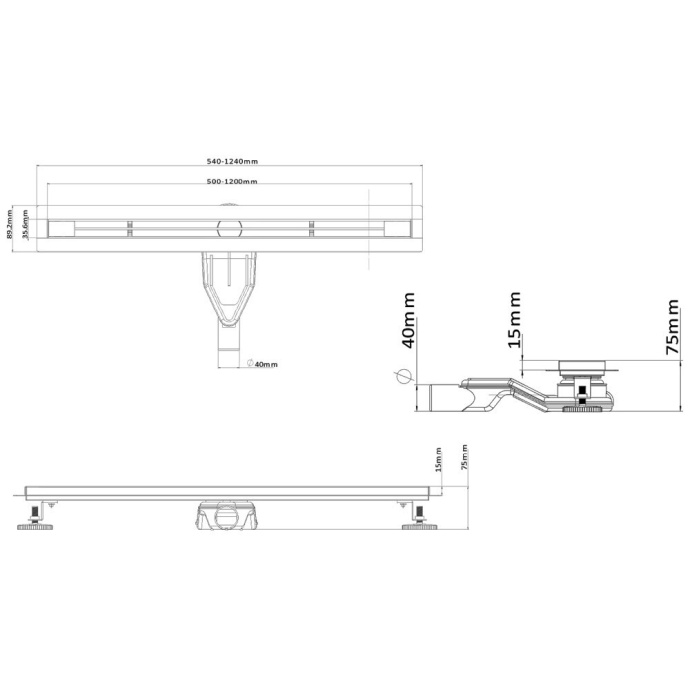 Душевой лоток Esbano Slim 80 золото матовый ESTRSLMLINE80SG - 1