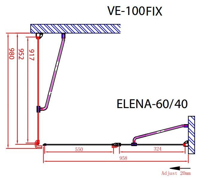 Душевой уголок Cezares Elena 100х100 хром стекло рифленое ELENA-W-A-12-100-P-Cr-R - 6