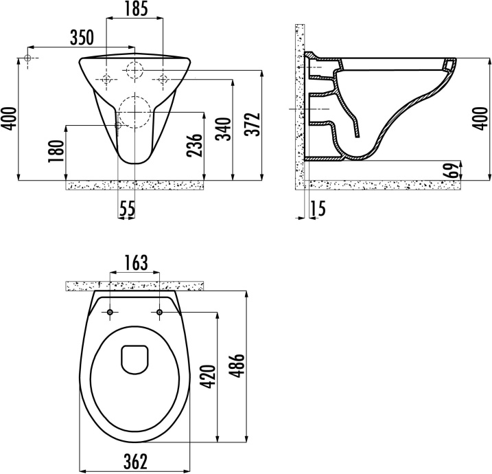 Чаша для унитаза подвесного Creavit TP320 с биде TP320-00CB00E-0000 - 1