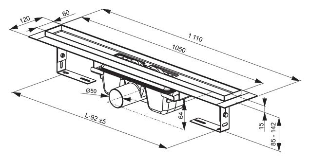 Душевой лоток Ravak Chrome 1050 X01429 - 2