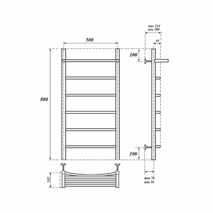 Полотенцесушитель водяной Point Афина 50х80 хром с полкой PN04158 - 1