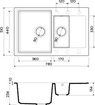 Мойка кухонная Omoikiri Daisen 78-2-PA пастила 4993330 - 1