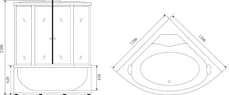 Душевая кабина Timo Lux 120x120 см  T-7725 - 8