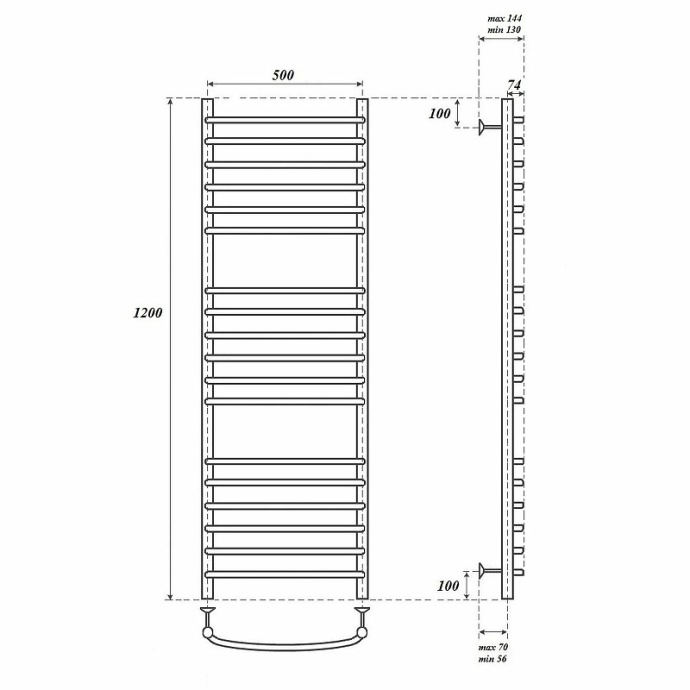 Полотенцесушитель водяной Point Альфа 50х120 хром PN05152S - 1