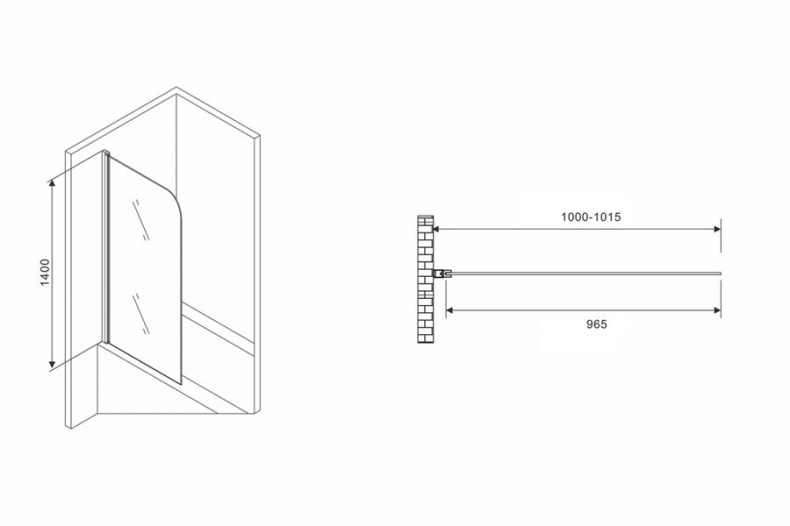 Шторка на ванну ABBER Ewiges Wasser 100х140 профиль черный  AG52100B - 2