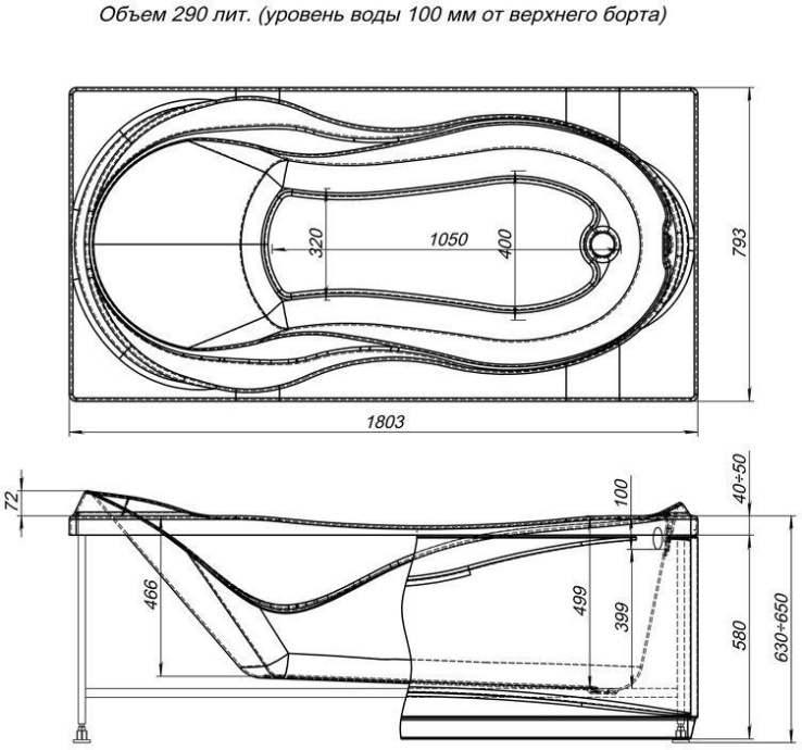 Экран для ванны фронтальный AQUANET Grenada (00139574) - 1