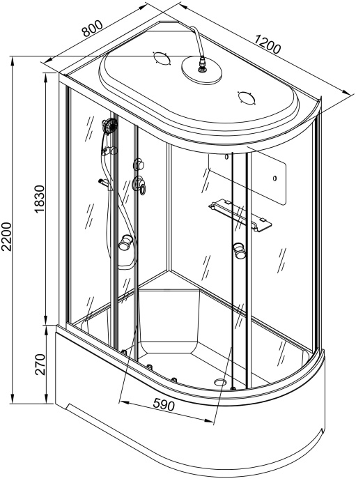 Душевая кабина Deto D 120х80  D272SLLED - 16