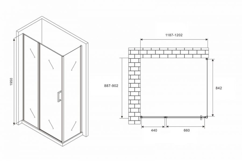 Душевой уголок ABBER Sonnenstrand 120х90 профиль черный  AG04120BS-S90B - 3