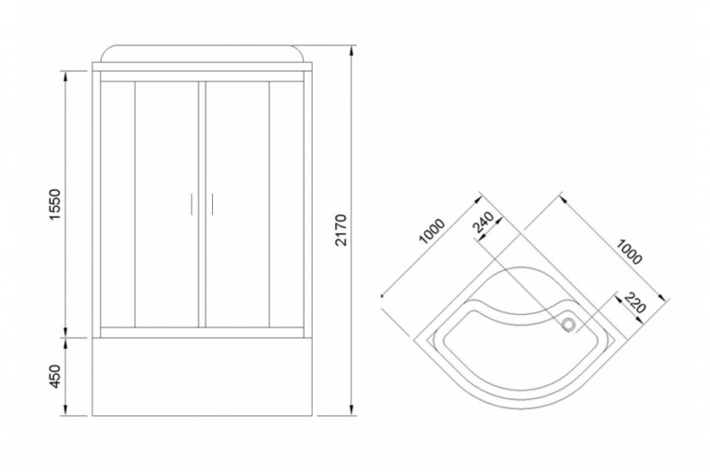 Душевая кабина Royal Bath 100х100 хром стекло прозрачное с гидромассажем RB 100BK3-WT-CH - 2