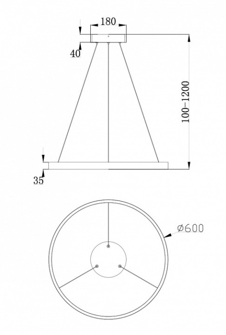 Подвесной светодиодный светильник Maytoni Rim MOD058PL-L32BS4K - 2