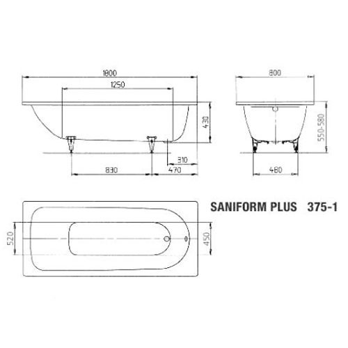 Стальная ванна Kaldewei Advantage Saniform Plus 375-1 с покрытием Anti-Slip 180x80 112830000001 - 3