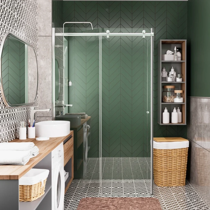 Душевой уголок Wasserkraft Vils 100x90 профиль хром стекло прозрачное 56R22 - 1