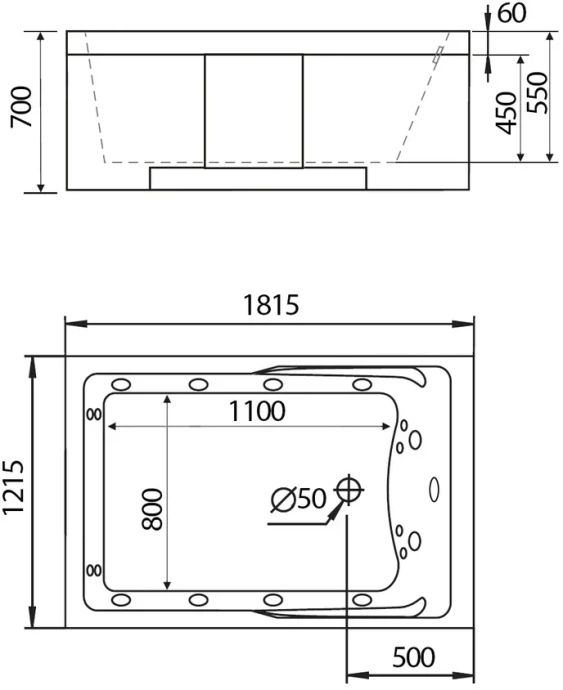 Акриловая ванна Gemy 180x120 с гидромассажем  G9061 B L - 3