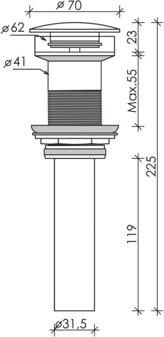 Донный клапан для раковины Ceramica Nova CN2000MLG - 1