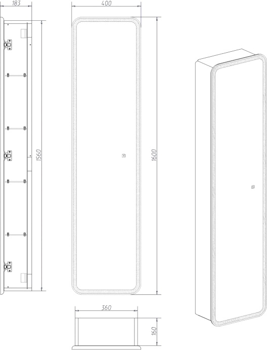 Шкаф-пенал Art&Max Platino 40, зеркальный AM-Pla-400-1600-1D-R-L-DS-F - 3