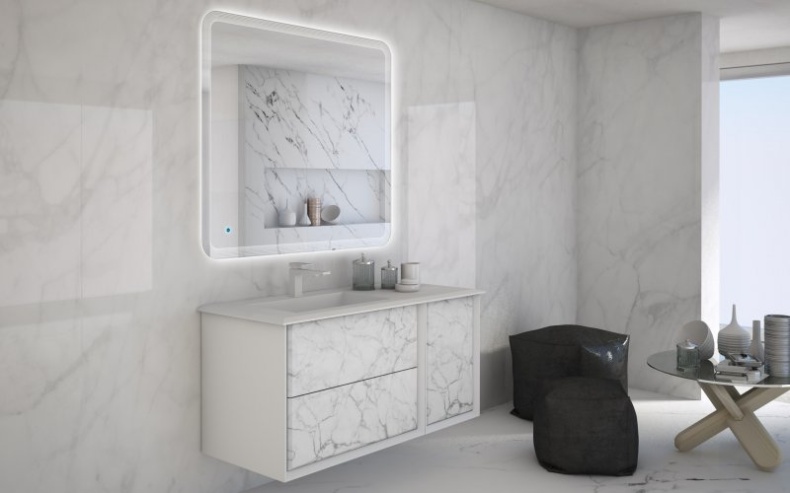 BELLAGIO Шкафчик подвесной совместимый с базой под раковину 54717 Bianco opaco  35x46x48 - 11