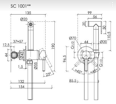 Гигиенический душ Sancos Start черный матовый SC1001MB - 1