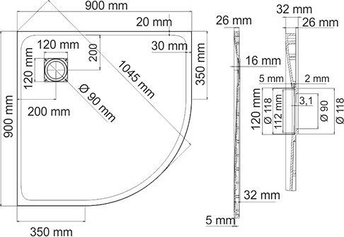 Поддон для душа Wasserkraft Leine 35T01 90x90 см - 1