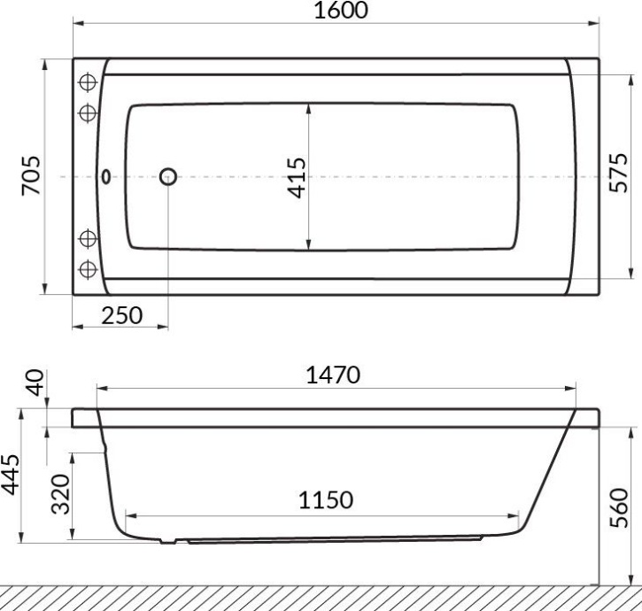 Ванна акриловая EXCELLENT Aquaria 160x70 белый WAEX.AQU16WH - 1