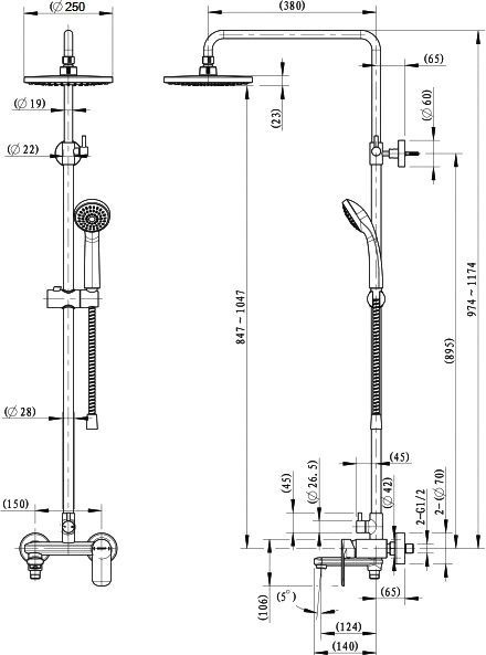 Душевая стойка Bravat Opal F6125183CP-A3-RUS - 4