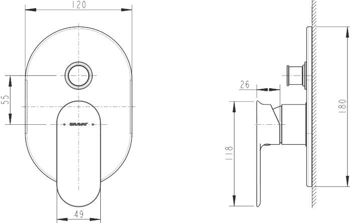 Смеситель Bravat Gina PB865104CP-2-ENG для ванны с душем - 1