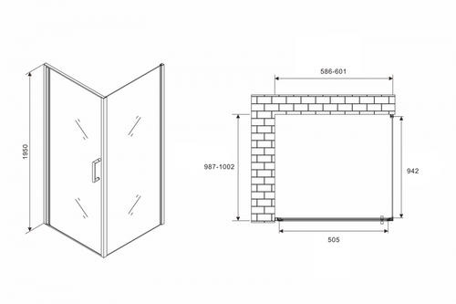 Душевой уголок Abber Sonnenstrand 60х100 хром  AG04060-S100 - 2