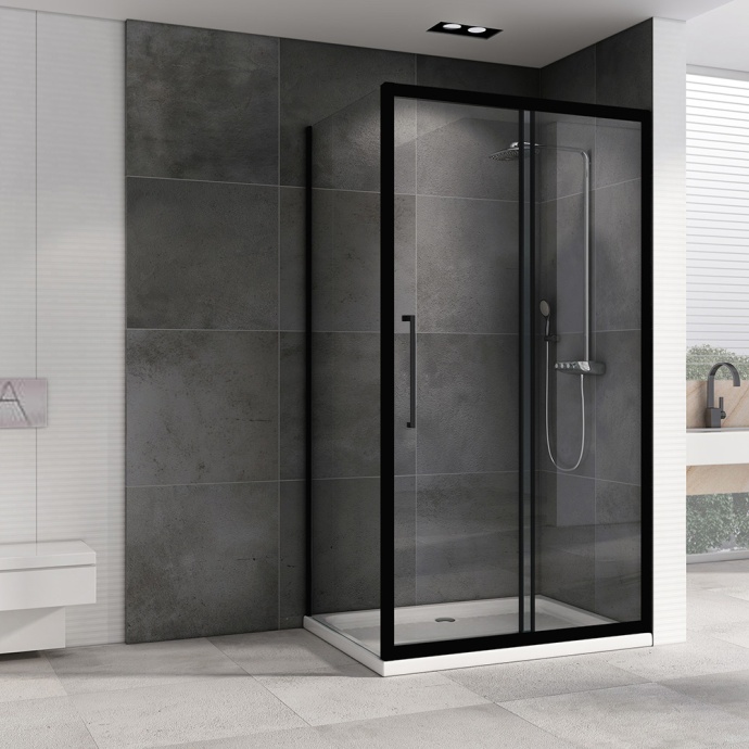 Душевой уголок Abber Schwarzer Diamant 110x60 профиль черный стекло прозрачное AG30110BH-S60B - 1
