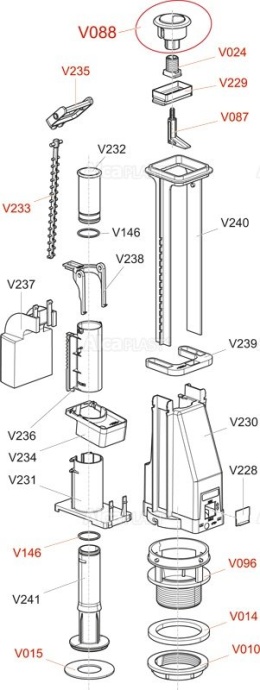 Сливной механизм AlcaPlast   A08 - 3