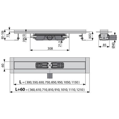 Душевой лоток AlcaPlast  105 см  APZ106-1050 - 1