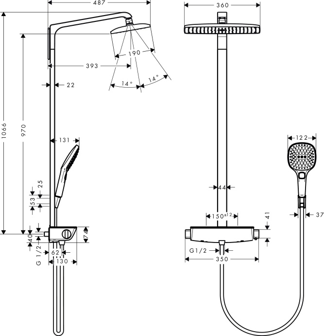 Душевая стойка Hansgrohe Raindance Select E 360 27112400 Showerpipe - 8