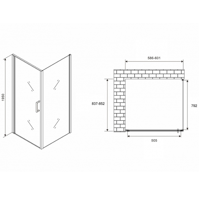 Душевой уголок Abber Sonnenstrand 60х85 хром стекло прозрачное AG04060-S85 - 1