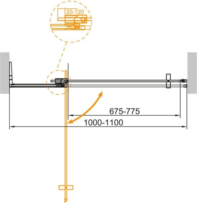 Душевая дверь в нишу Cezares Slider B 1 100/110 C Cr  SLIDER-B-1-100/110-C-Cr - 3