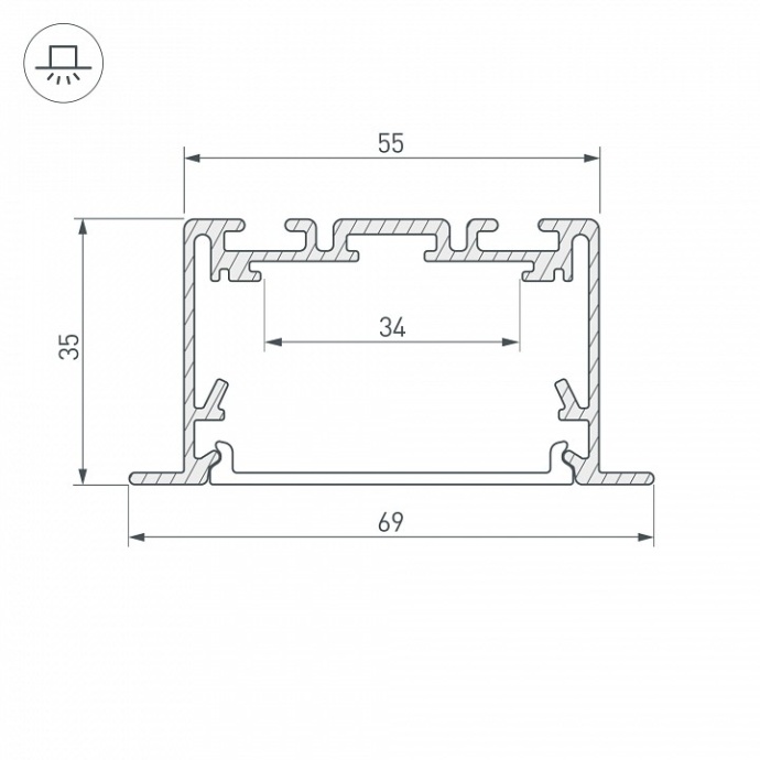 Профиль Arlight S2-LINIA69-F-2500 SEAMLESS BLACK (Arlight, Алюминий) 033534 - 1