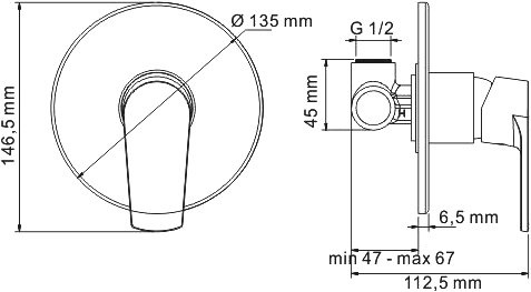 Смеситель Wasserkraft Dill 6151 С ВНУТРЕННЕЙ ЧАСТЬЮ, для душа - 1