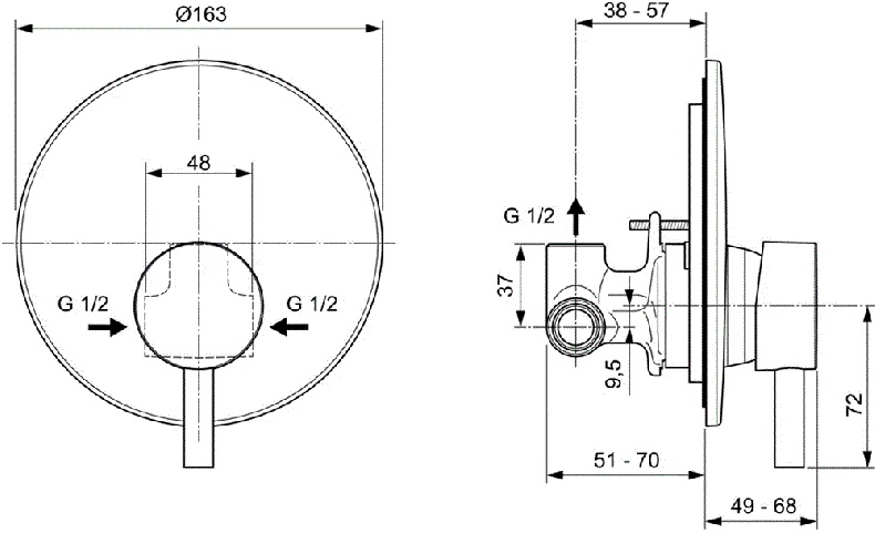 Смеситель для душа Ideal Standard Ceraline хром A6940AA - 1