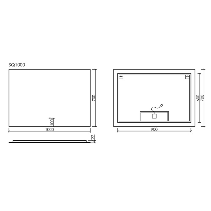 Зеркало Sancos Square 100х70 с подсветкой SQ1000 - 2