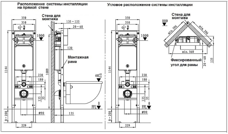 Система инсталляции WeltWasser WW AMBERG 350 ST MT-CR с кнопкой смыва матовый хром  10000008215 - 2