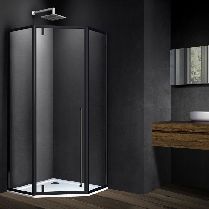 Душевой уголок Vincea Penta VSP-3P900CLB 90x90, профиль чёрный, стекло прозрачное - 0