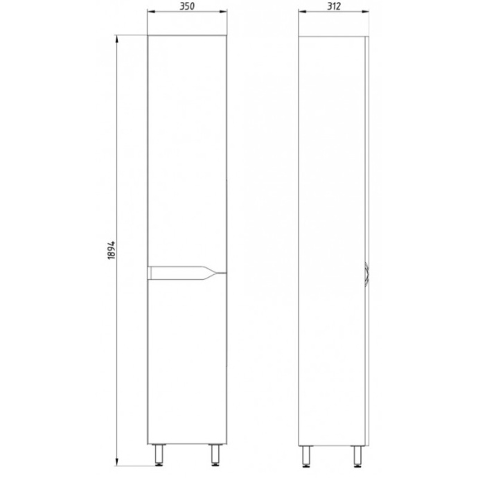 Шкаф-пенал АСБ-Мебель Бари 35 напольный белый 9610 - 2