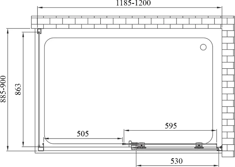 Боковая стенка Vincea Soft 90х195 черная стекло прозрачное VSG-3SO900CLB - 2