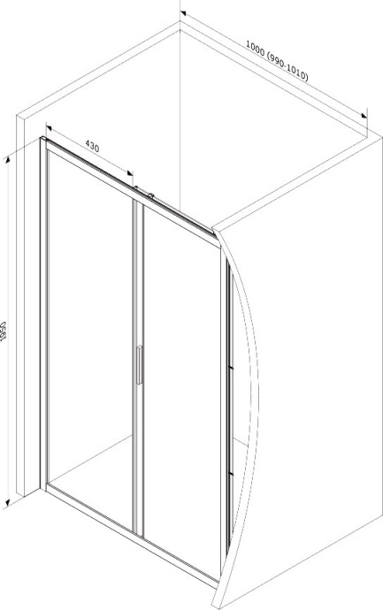 Душевая дверь AM.PM Gem 100х195 хром матовый стекло прозрачное W90G-100-1-195MT - 5