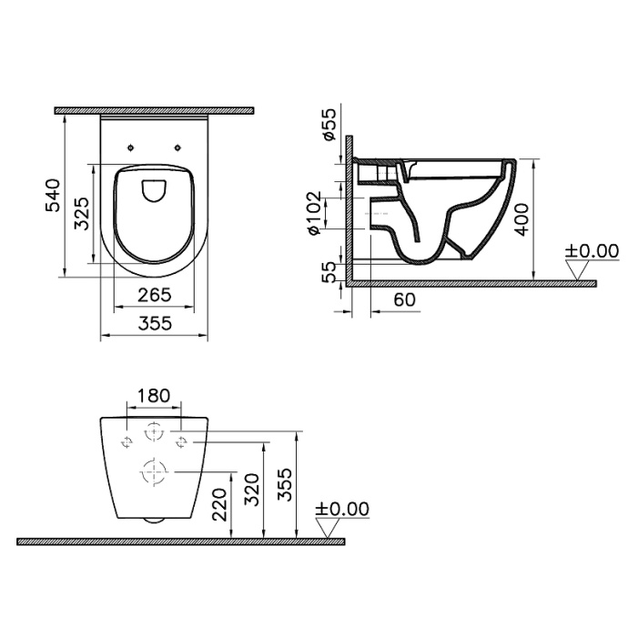 Чаша для унитаза подвесного Vitra Mia Round SmoothFlush без сиденья белый 7510B003-0075 - 3