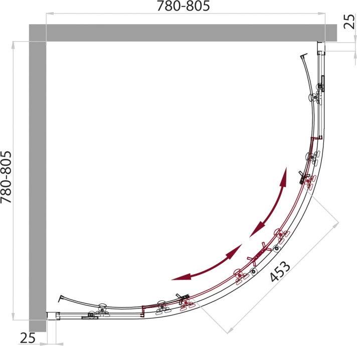Душевой уголок BelBagno Sela R 2 80 Ch Cr SELA-R-2-80-Ch-Cr - 4